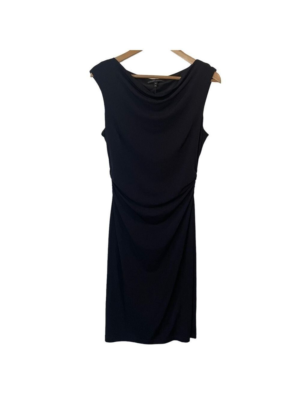 David Meister Sheath Dress Sz M Black Knee Length Bodycon LBD Cocktail Fitted